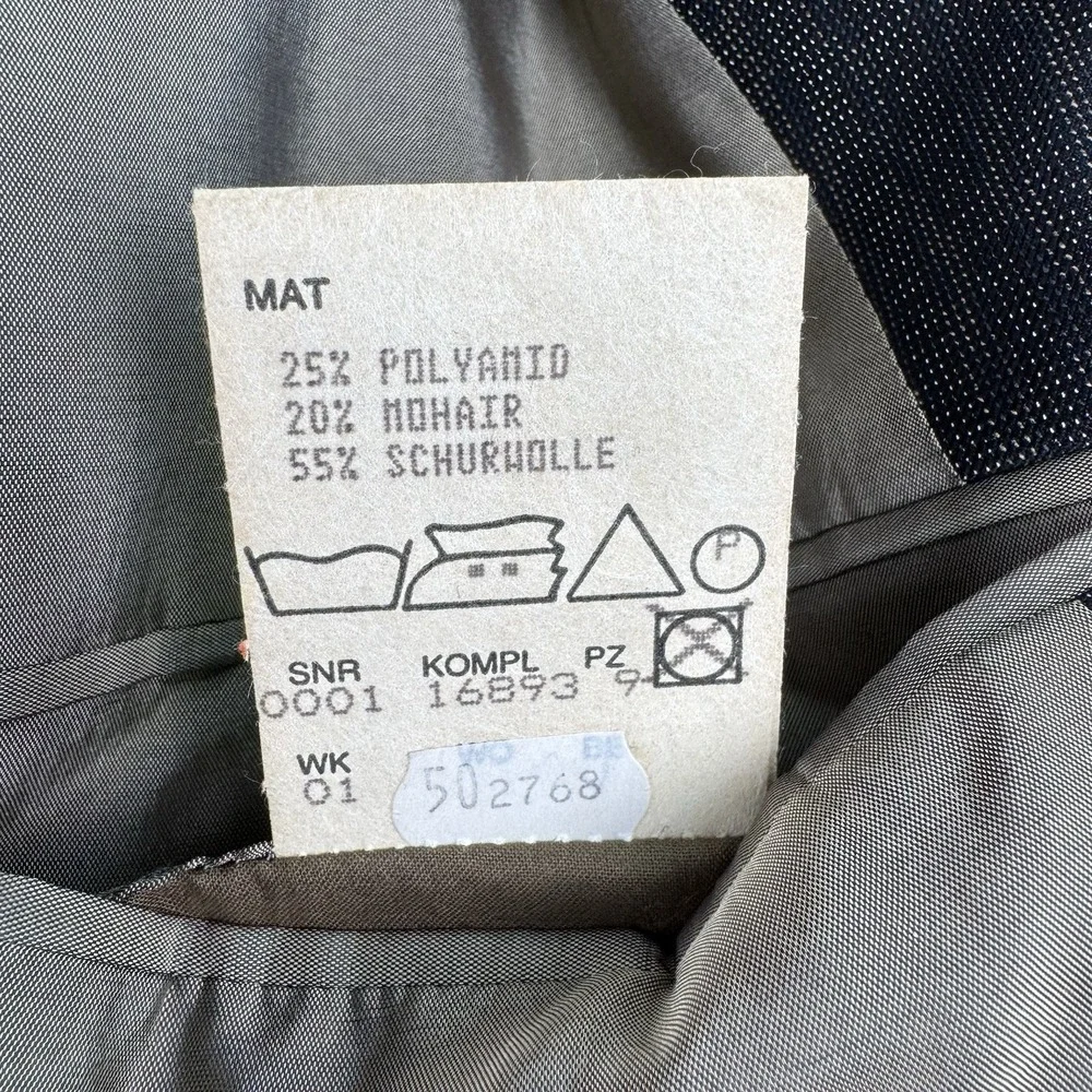 Vintage Hugo Boss Suit Jacket 42R Taupe Wool Mohair Birdseye Ombre Ticket Pocket